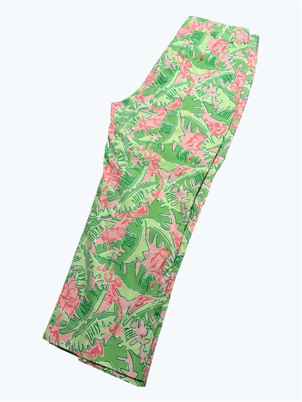 Lilly Pulitzer Pink and Green Tropical Monkey Capri Pants    NWOT    size 10 - Picture 3 of 12